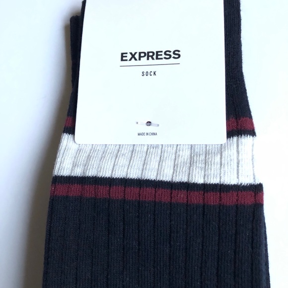 NEW EXPRESS Socks Triple Stripe Dress Socks Navy Men’s Size 8 - 13 - Picture 2 of 12